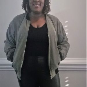 Plus size green utility jacket